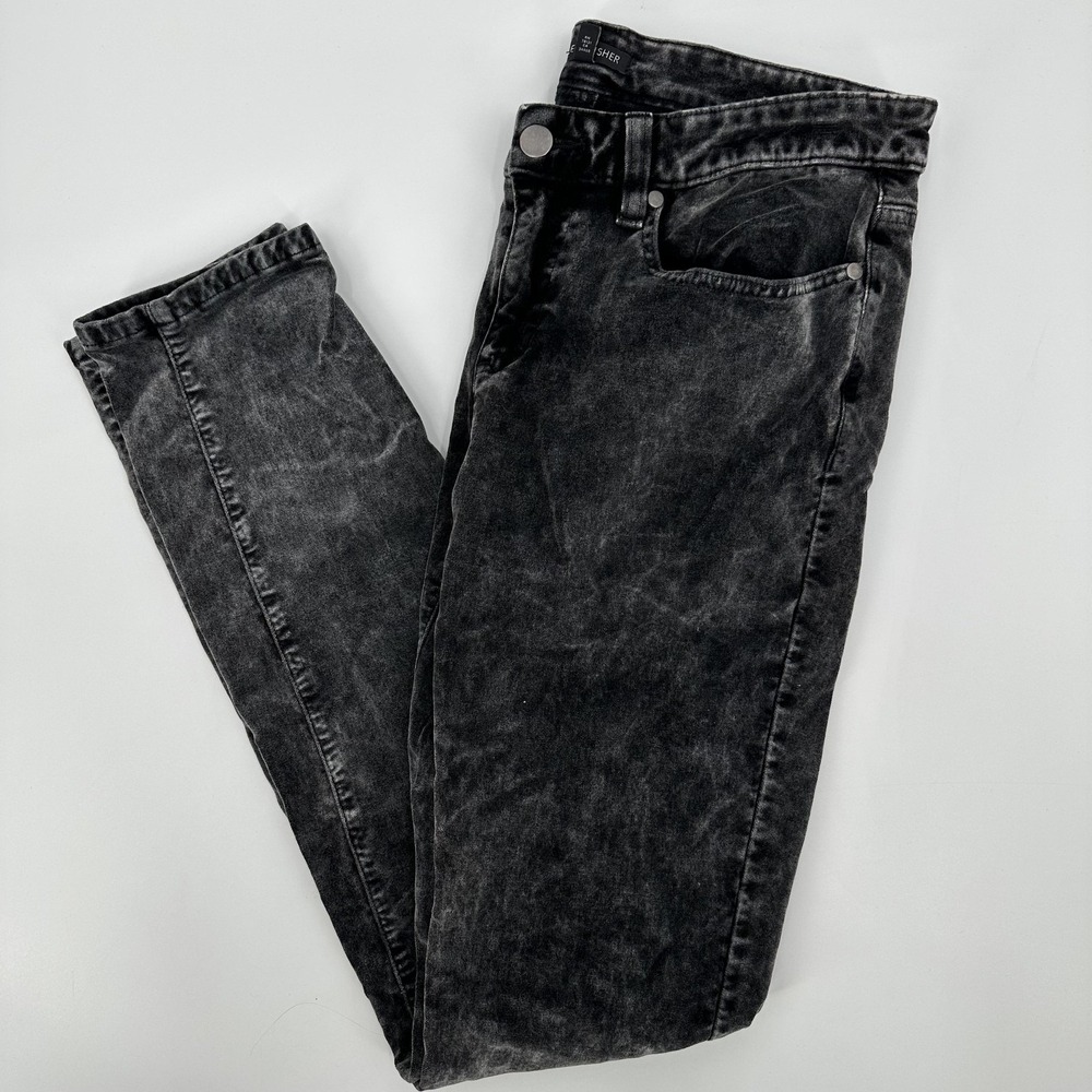 Eileen Fisher Jeans Womens 6 Black Gray Skinny Stretch Denim Washed Charcoal